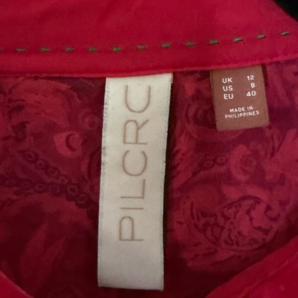 Anthropologie Fuchsia Velvet Button-Down Shirt - Picture 2 of 5